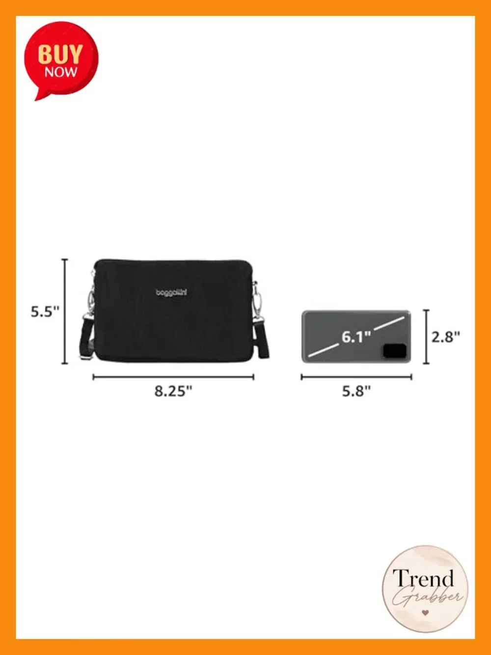 Convertible Mini Crossbody Wristlet Clutch - RFID Blocking, Water-Resistant